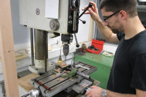 Drilling holes in the support